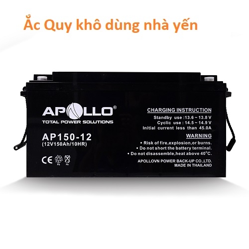 Ắc quy khô Apollo nén khí DC-12V 150AH chuyên dụng cho Inverter