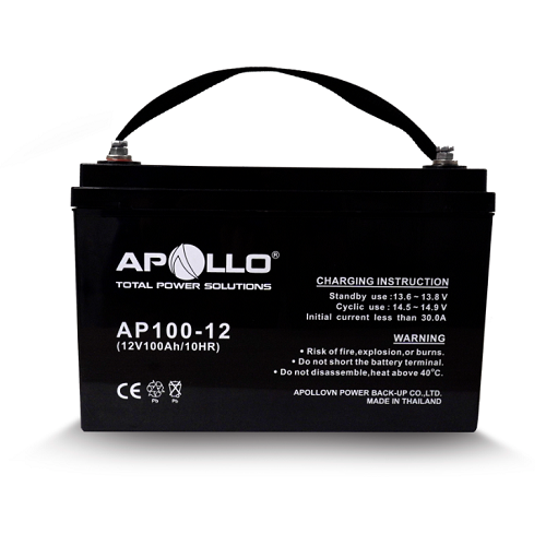 Ắc quy khô Apollo nén khí DC-12V 100AH chuyên dụng cho Inverter